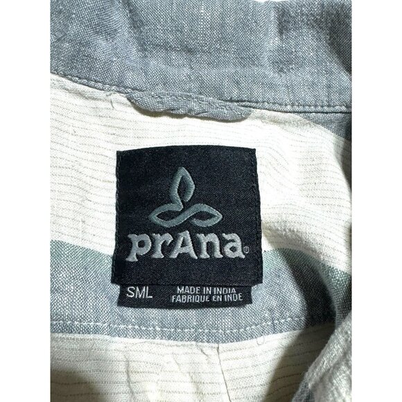 PrAna Gray/White Striped Hemp Shirt Size Small - Picture 3 of 8